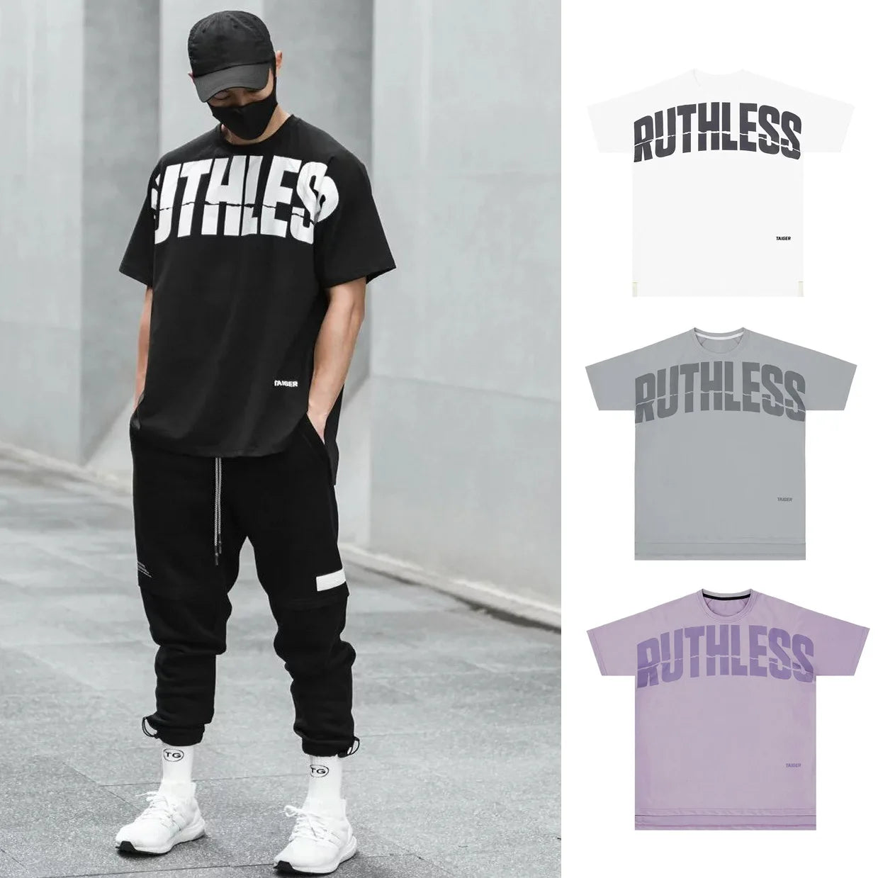 Men Tshirt Drop-shoulder Sleeve Loose Hip Hop Shirt Men Workout Gym Streetwear Harajuku Tee Shirts