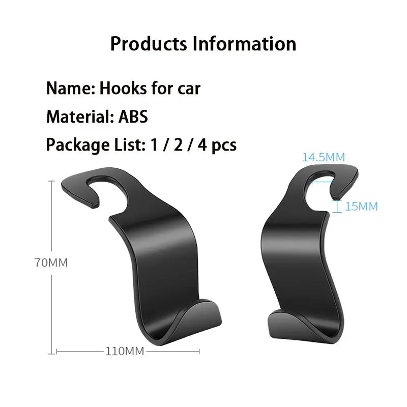 1 Pc Universial Car Storage Hooks Headrest Hooks Car Seat Hanger Hook Organizer Plastic Storage Holder For Handbag Purse