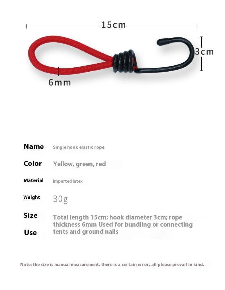 Outdoor Camping Tent Elastic Rope Buckle 15cm Fixed Binding Belt