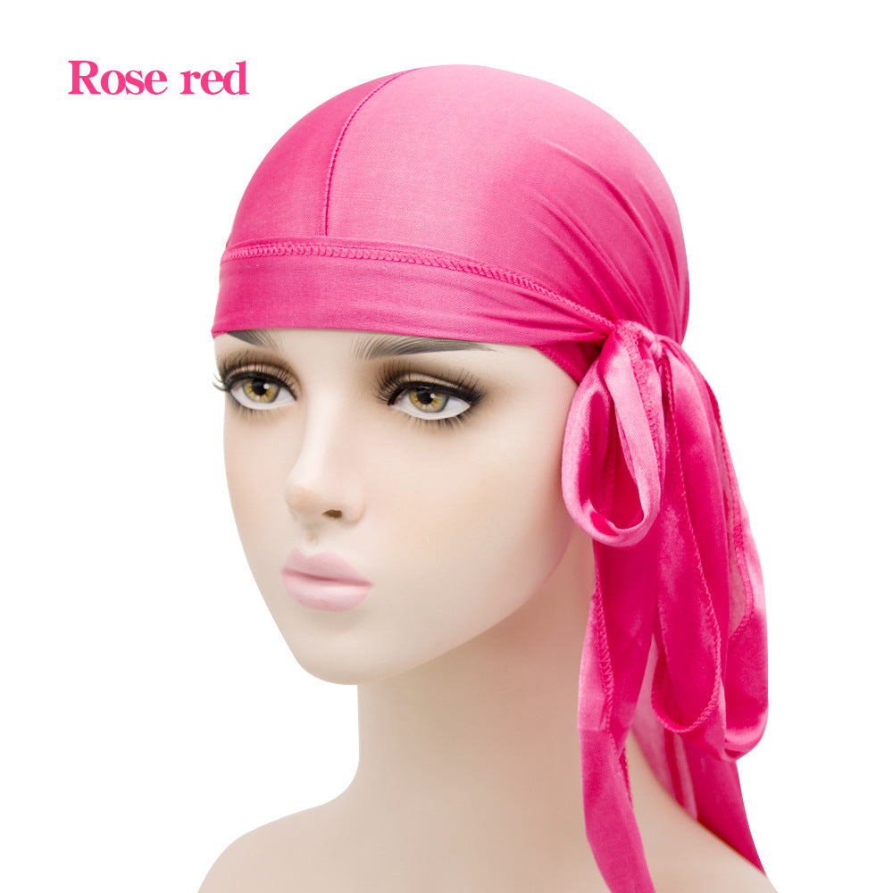 Imitation Silk Long Tail Turban Hat Silk Pirate Hat