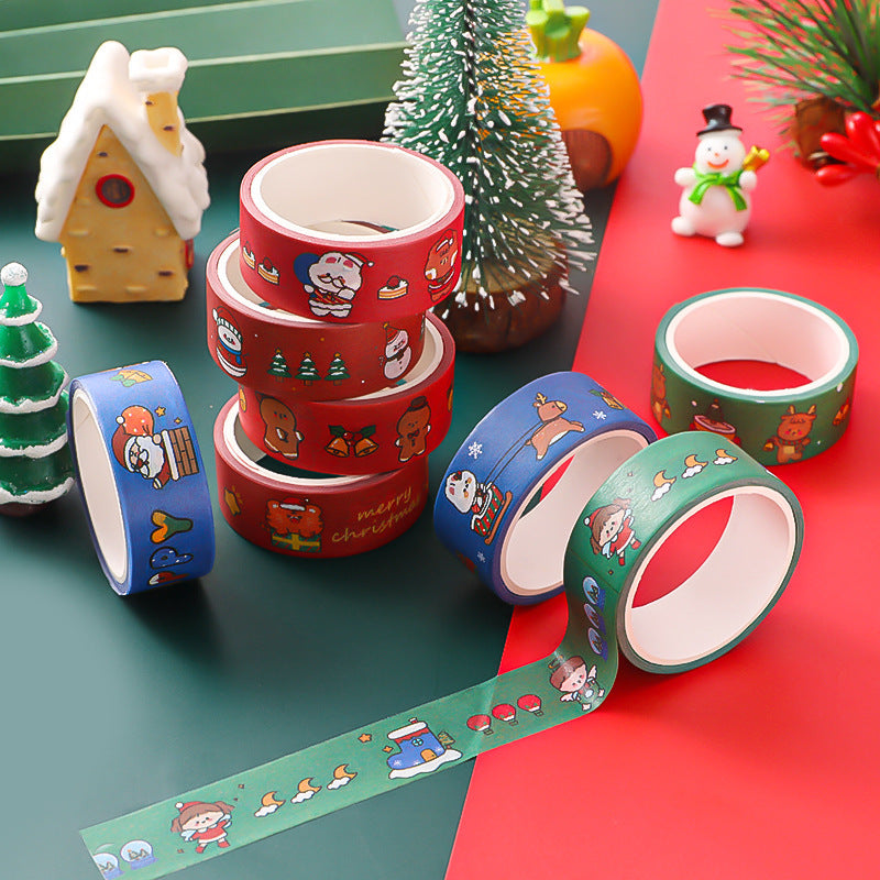 Cartoon Christmas And Paper Adhesive Tape Student Journal Material Diy Decorative Stickers Cute Girl