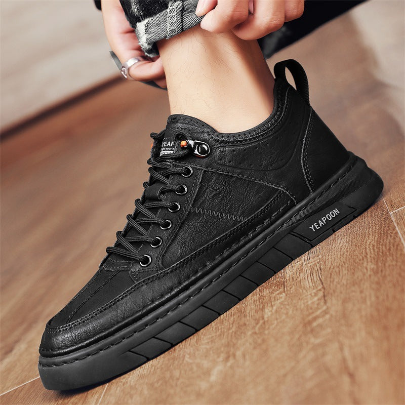 Men's Low-top Trendy Leather Shoes Thickened Non-slip