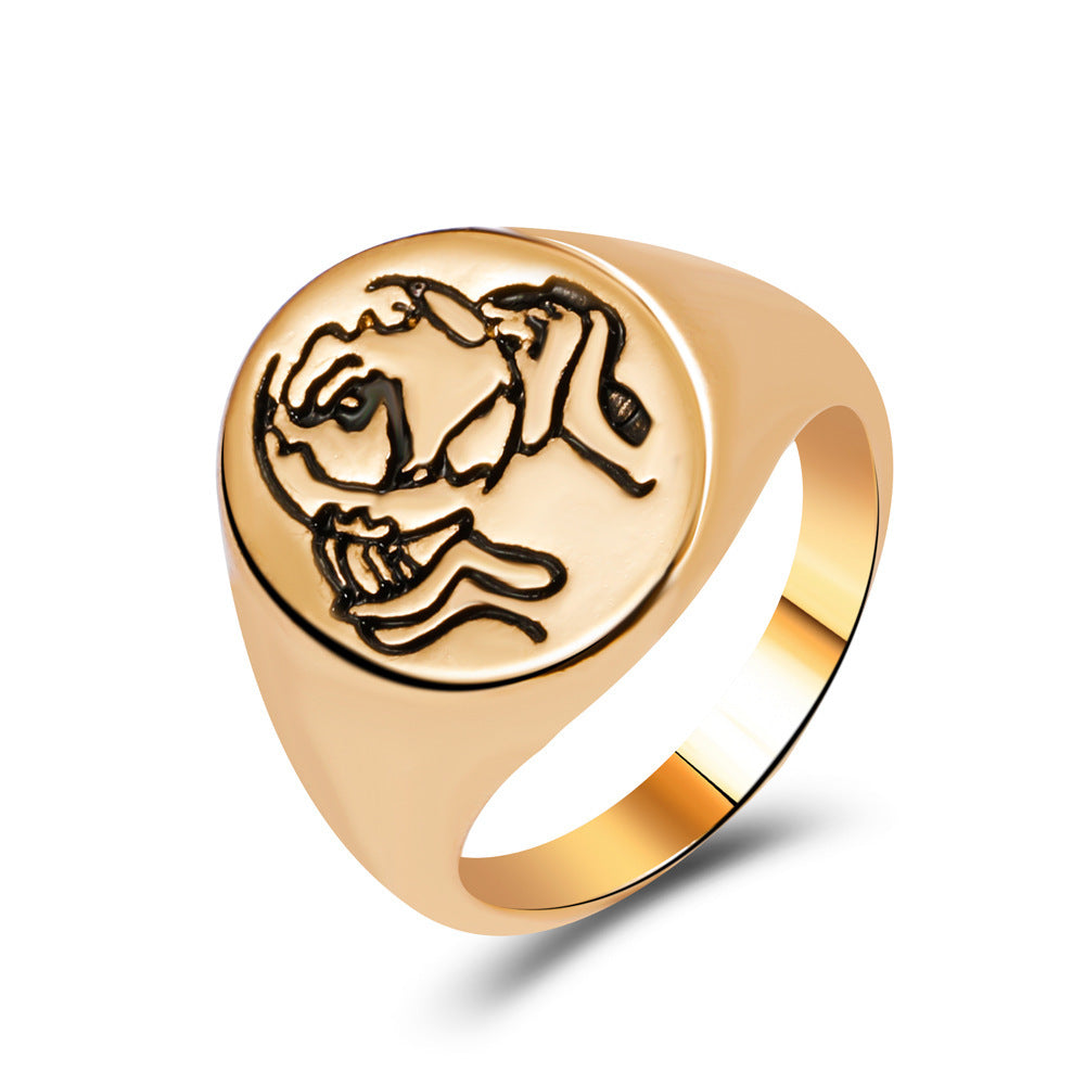 European And American Retro Creative Portrait Ring