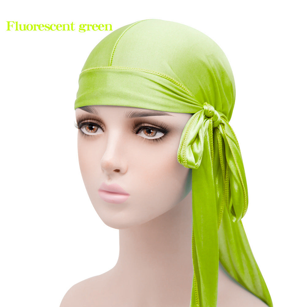 Imitation Silk Long Tail Turban Hat Silk Pirate Hat