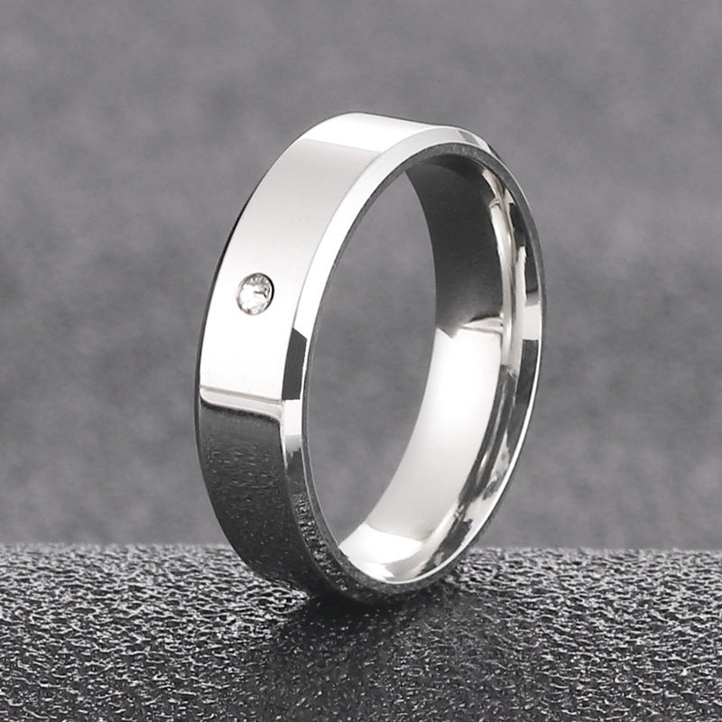 Fashion Single Diamond Couple Couple Rings Glossy Beveled Diamond