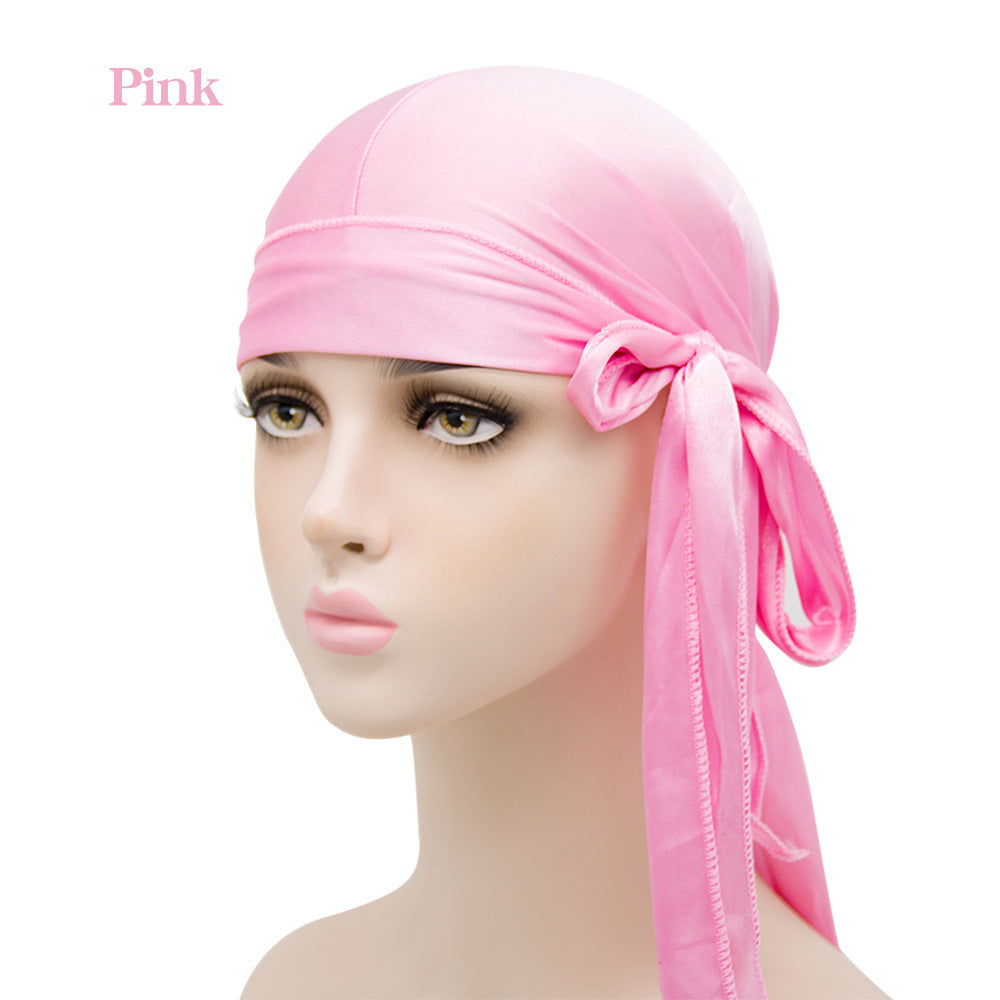 Imitation Silk Long Tail Turban Hat Silk Pirate Hat